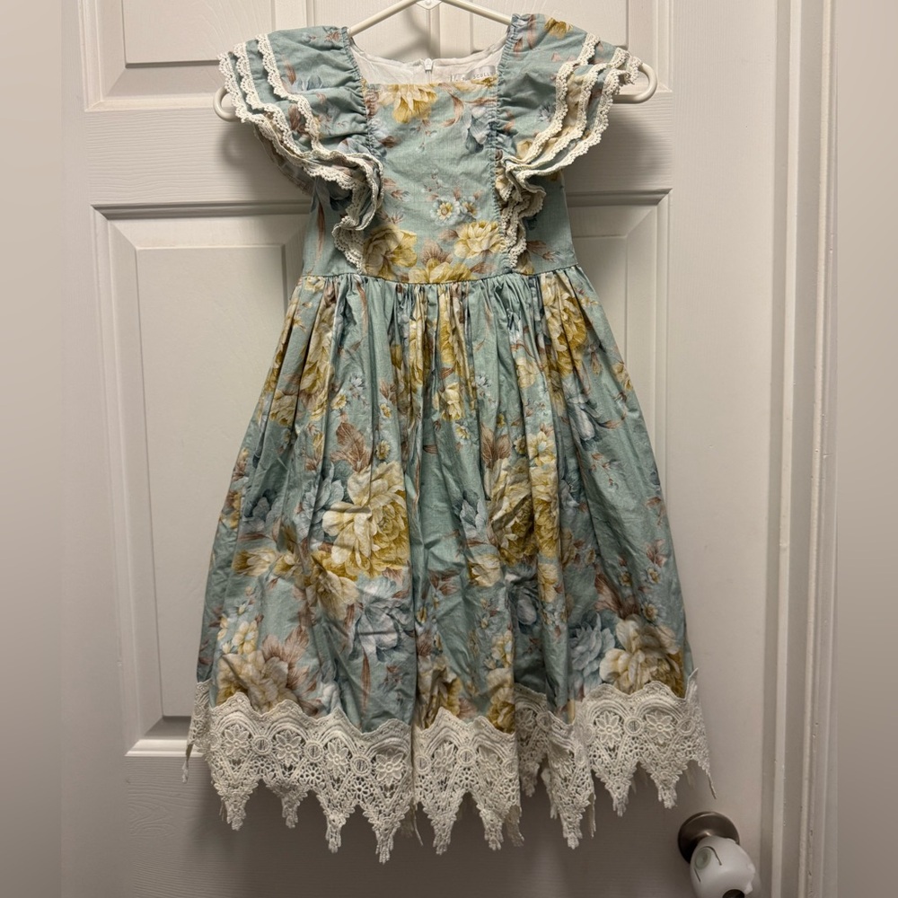 Trish Scully Child Floral Lace-Trim Girls Dress